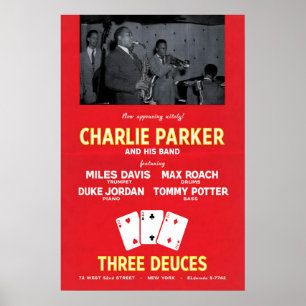 Poster Charlie Parker - Cartaz de jazz Miles Davis - Três