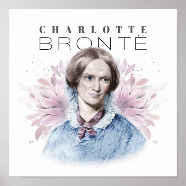 Poster Charlotte Bronte Retrato de Richmond com Flores (Frente)