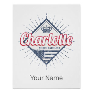 Pôster Charlotte City North Carolina Estados Unidos EUA