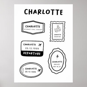 Poster Charlotte - Coleção de Carimbos de Viagem   Minima
