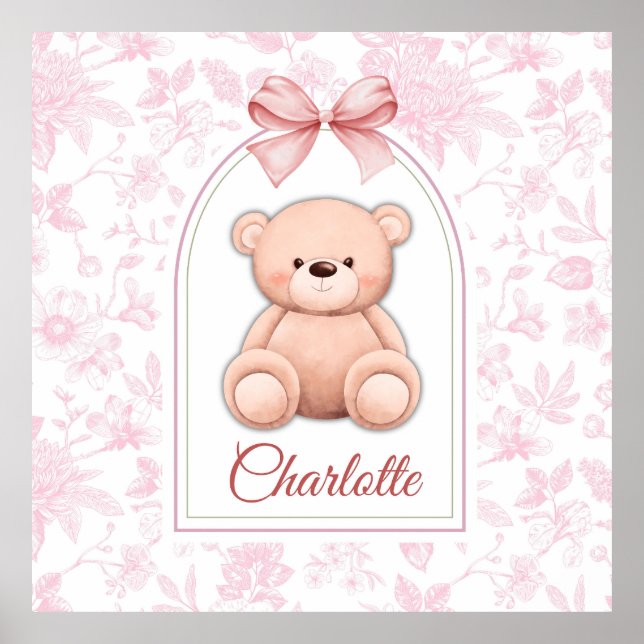Poster Charlotte | Design de Enfermeiro de Urso Rosa Pers (Frente)