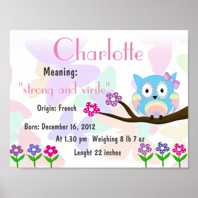Pôster Charlotte Name que significa manutenção (Frente)