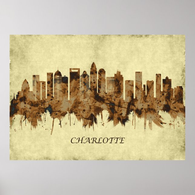 Poster Charlotte North Carolina Cityscape (Frente)