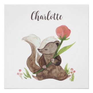 Pôster "Charlotte" Personalizada Skunk & Flower da Aquare