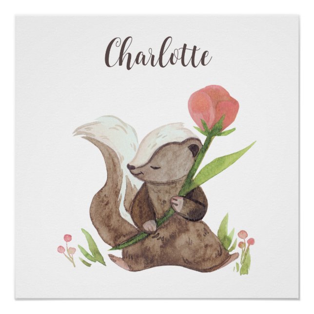 Pôster "Charlotte" Personalizada Skunk & Flower da Aquare (Frente)