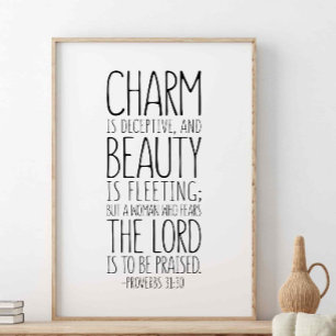 Poster Charm É Deceptivo E Beleza, Provérbios 31:30