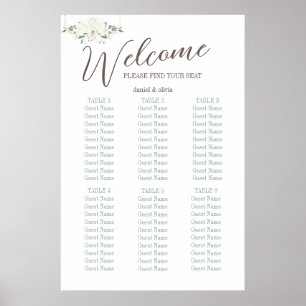 Poster Charm Green Wildflower Seating Charts