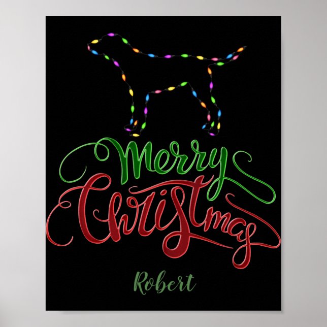 Poster Charm Merry Christmas Light Bulbs Dog Monogram Tod (Frente)