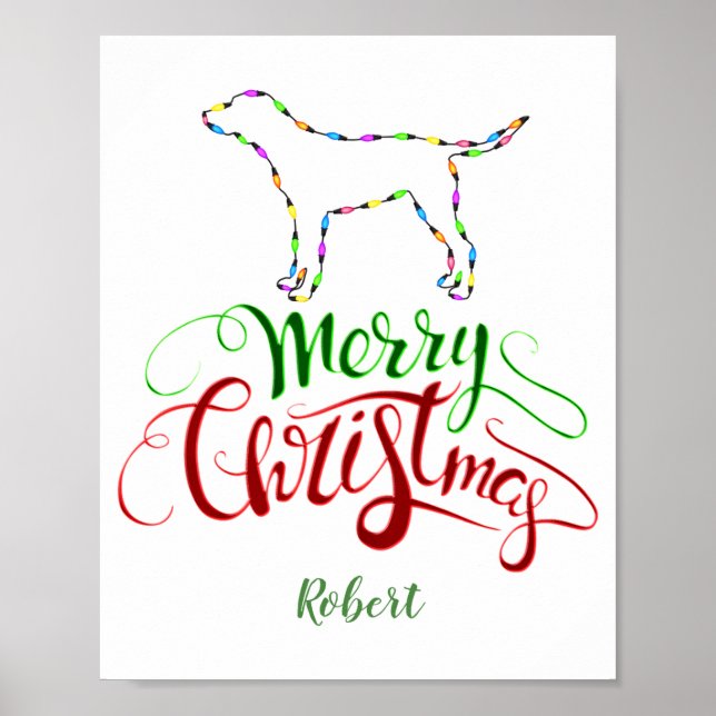 Poster Charm Merry Christmas Light Bulbs Dog Monogram Tod (Frente)