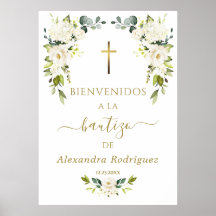 Charm White Flowers Bem-Vindo Sinal de Batismo Esp