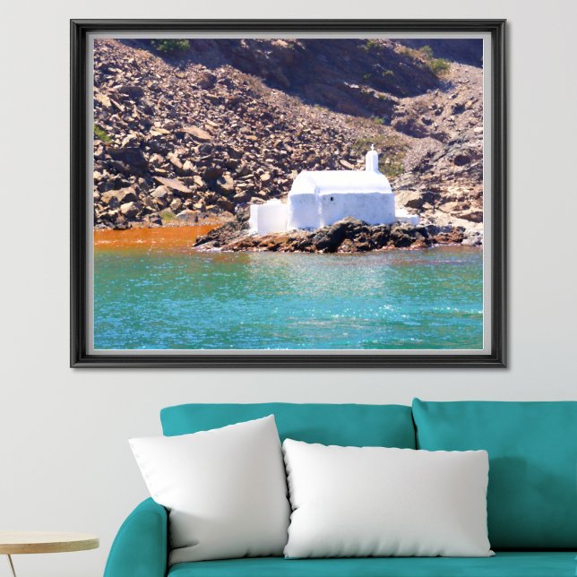 Poster Charme Costeiro: Capela Isolada de Santorini, Gréc (Criador carregado)