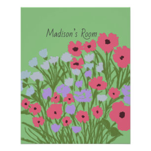 Pôster Charme Floral Bonito Colorido + Nome Personalizado