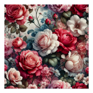 Pôster Charme Floral Rosa Atemporal
