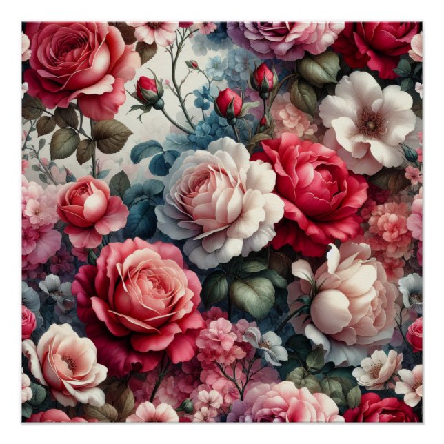 Pôster Charme Floral Rosa Atemporal (Frente)