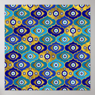 Poster Charmes nos Olhos de mau no Padrão de Quatrefoil