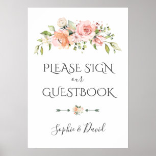 Poster Charming Blush Cream Floral - Sinal de Guestbook