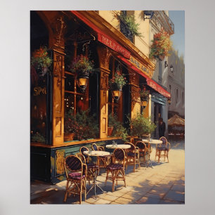 Poster Charming Cafe Bistro em um dia ensolarado em Paris