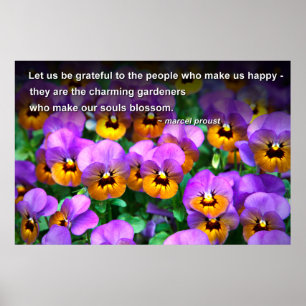 Pôster Charming Gardeners Proust Quote Cheerful Pansies