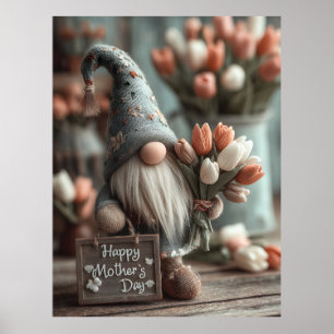 Poster Charming Gnome segurando um sinal de "Dia de as mã
