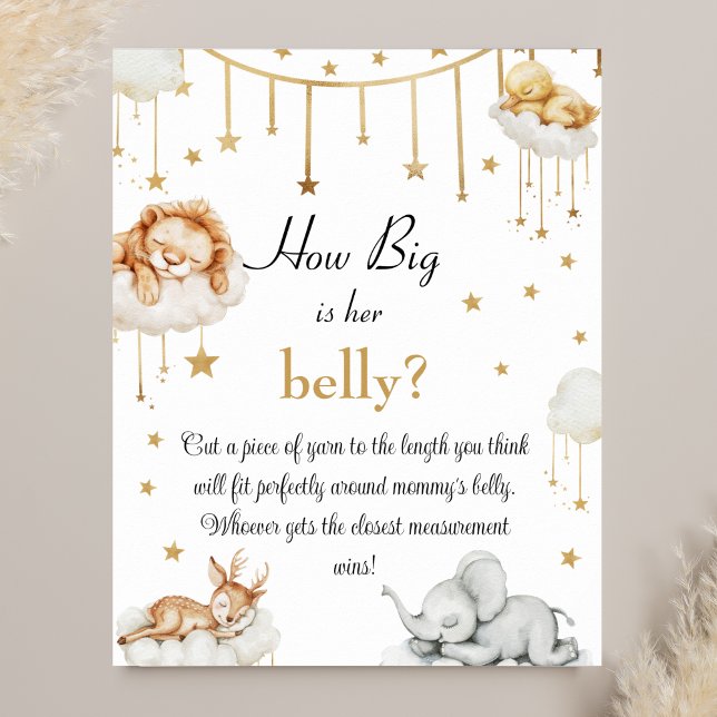 Poster Charming Gold Celestial Baby Shower Jogo da Barrig (Criador carregado)