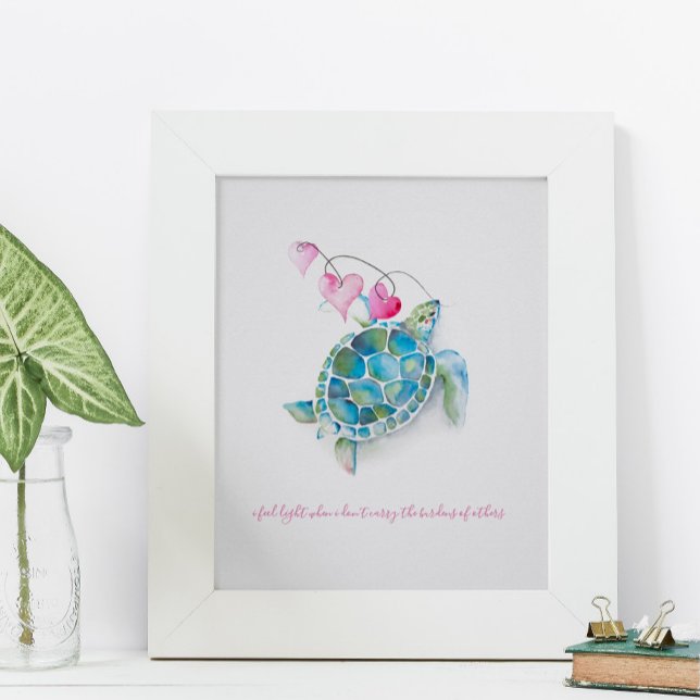 Poster Charming Inspirational Watercolor Sea Turtle (Criador carregado)
