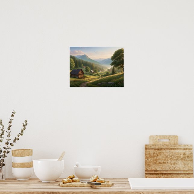 Poster Charming Spring Village Path – Cozy Cottage Art (Cozinha)