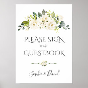 Poster Charming White Cream - Símbolo Floral do Guestbook