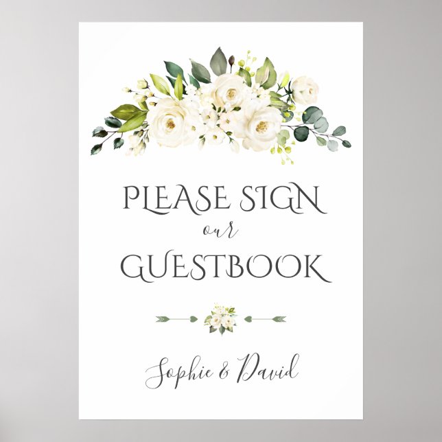 Poster Charming White Cream - Símbolo Floral do Guestbook (Frente)
