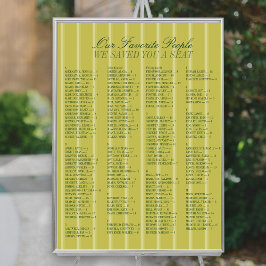 Poster Chartreuse Alphabetical Wedding Seating Chart