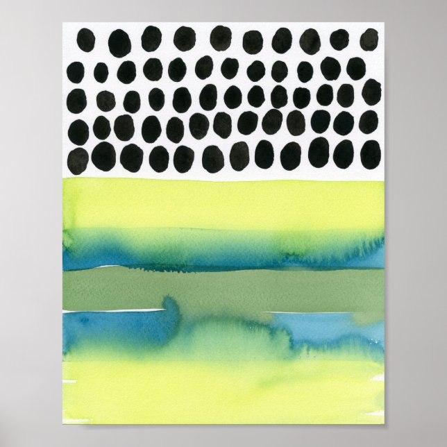 Poster Chartreuse e Aqua Bolinhas Watercolor (Frente)