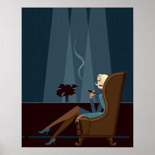 Poster Charuto de fumo da mulher de negócios
