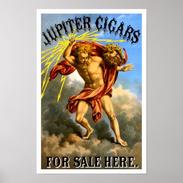 Pôster Charutos Júpiter, 1868. Publicidade Antiga (Frente)