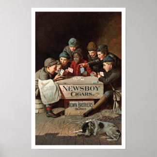 Pôster Charutos Newsboy, 1894. Publicidade Antiga