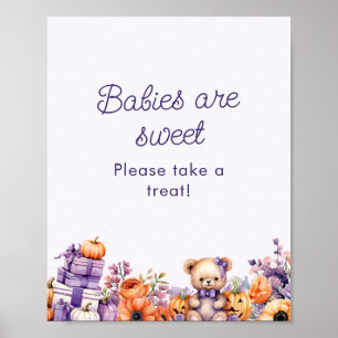 Poster Chás de fraldas De Abóbora Roxos Os Bebês São Bons