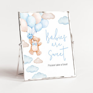 Poster Chás de fraldas de Balões de Urso Azul Os Bebês sã