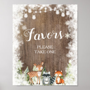 Poster Chás de fraldas Rustic Winter Animais Woodland Fav