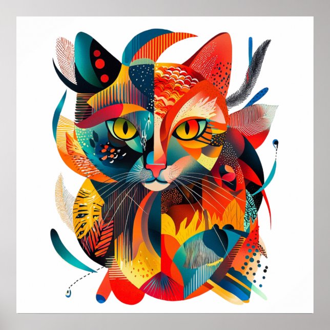 Poster Chat abstrait coloré 🐱🎨 (Frente)