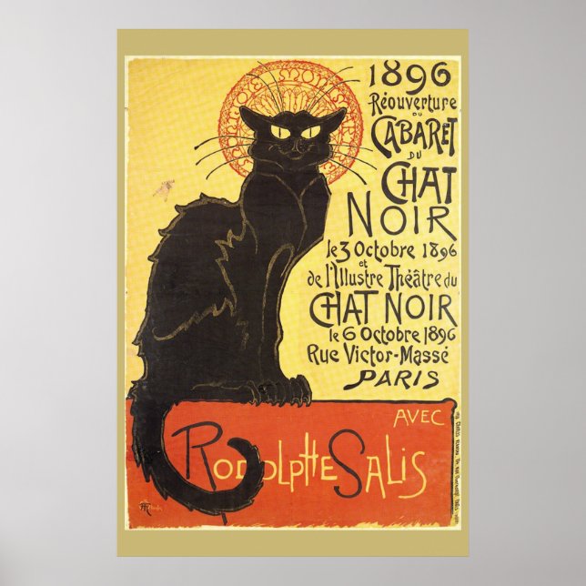 Poster Chat Noir Steinlen Belle Epoque Vintage Art (Frente)