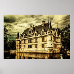 Poster Chateau Azay le Rideau, França.