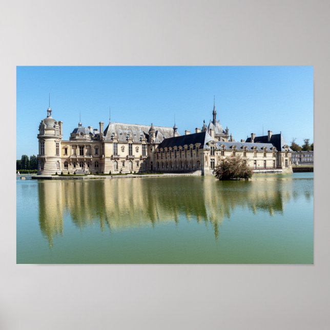 Poster Chateau de Chantilly com reflexo no lago (Frente)