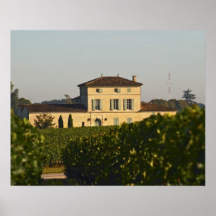 Pôster Chateau Lafleur Petrus e vinhedo, em Pomerol,