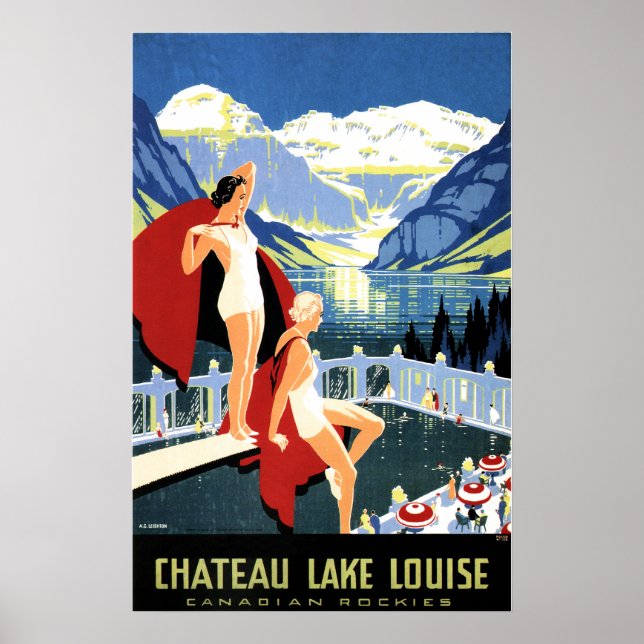 Poster CHATEAU LAKE LOUISE Women Canadian Rockies Viagem (Frente)