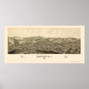 Pôster Chatham, mapa panorâmico de NY - 1886