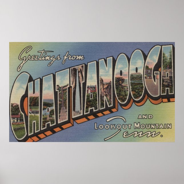 Poster Chattanooga, Tennessee - Cenas com Letras Grandes (Frente)