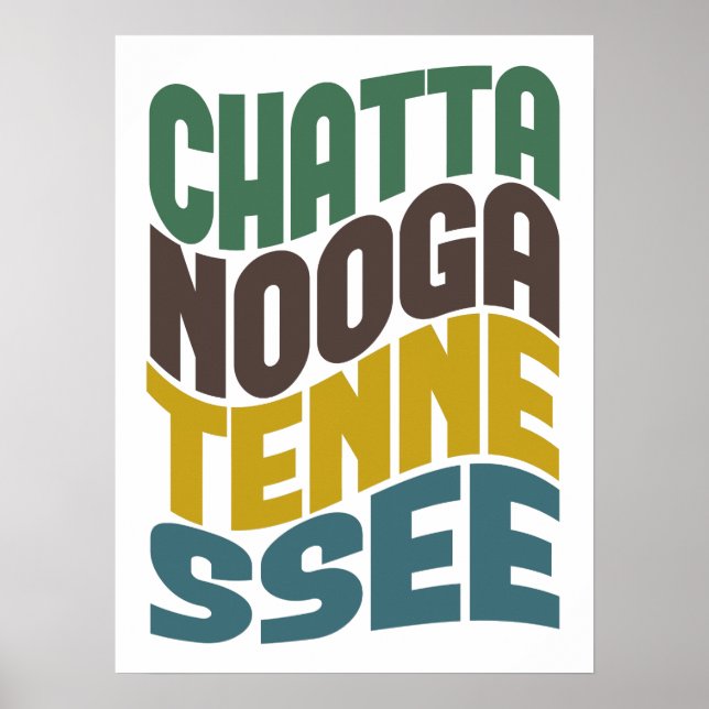 Pôster Chattanooga Tennessee Retro Wave (Frente)