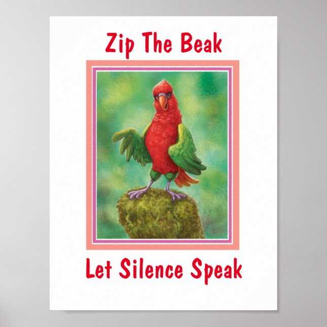 Poster Chattering Lory: Zip The Beak Deixe O Silêncio Fal (Frente)