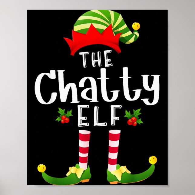 Poster Chatty Christmas Elf Matching Pajama X-mas Party  (Frente)