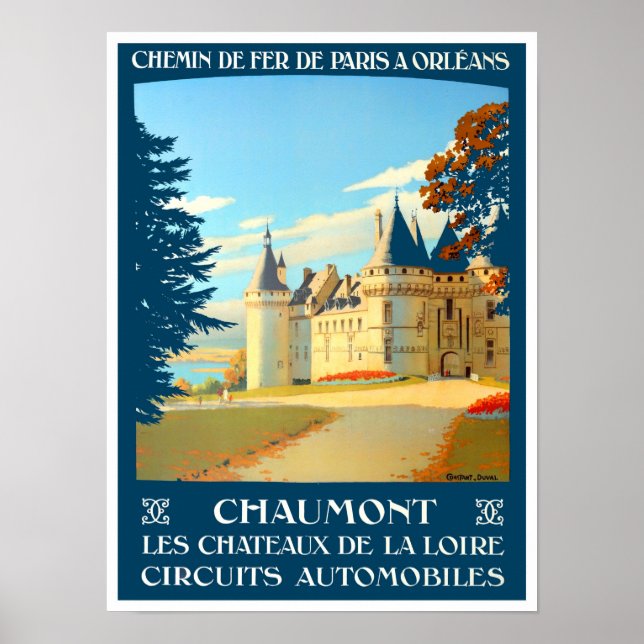 Poster Chaumont France viagens vintage (Frente)
