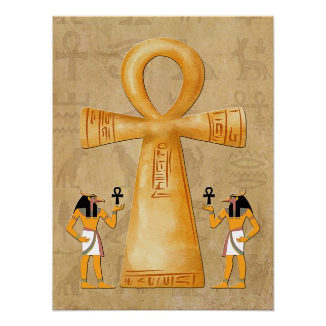 Pôster Chave Ankh da Vida no Hieróglifo (Frente)