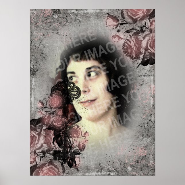 Pôster Chave Antiga e Rosas Foto Personalizada (Frente)